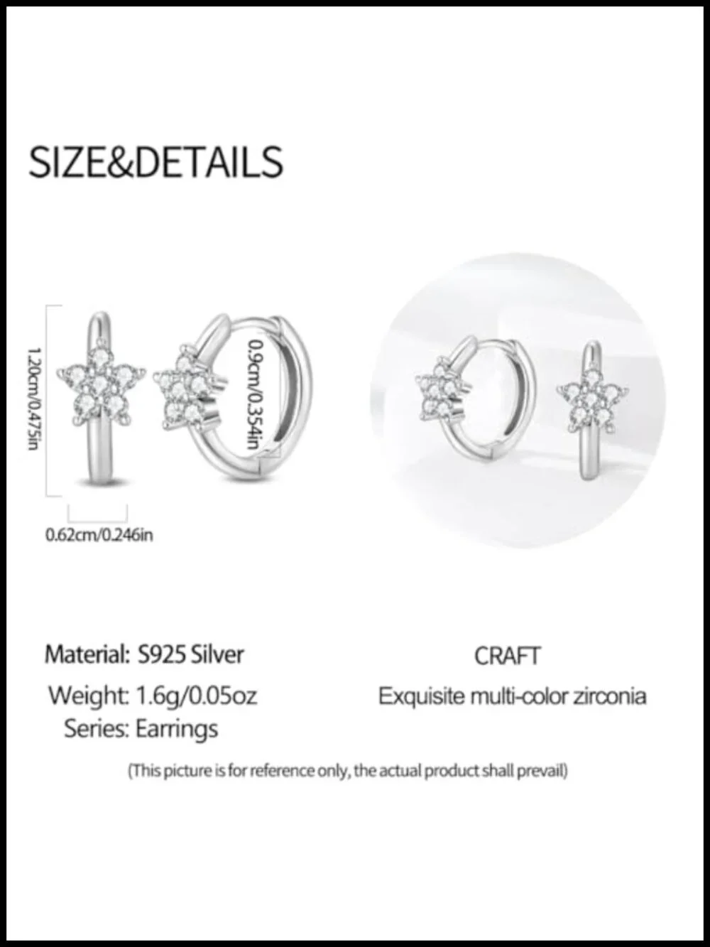 Sterling Silver Huggie Hoop Earrings with Cubic Zirconia for Women